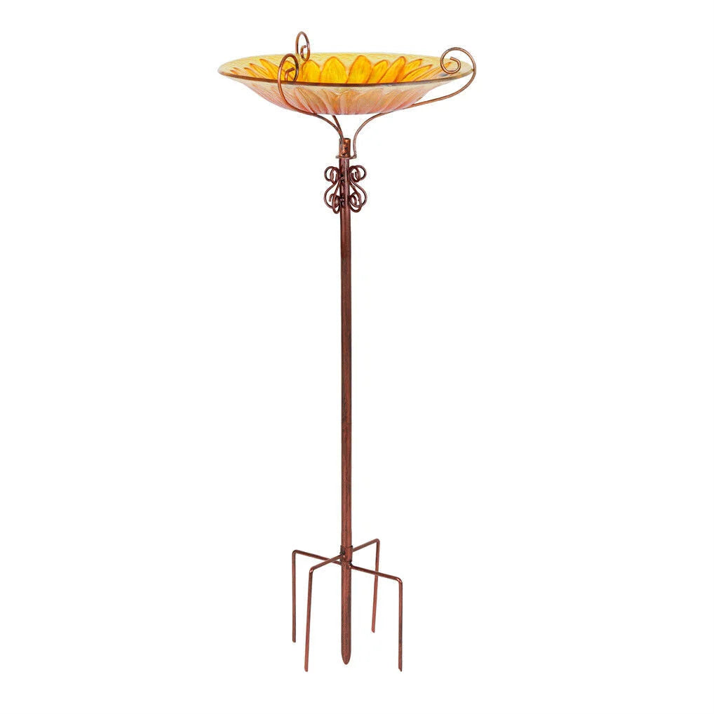 Solar Bird Bath Feeder Fountain Deck Post Mount - Home &