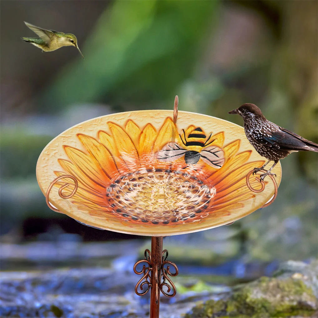 Solar Bird Bath Feeder Fountain Deck Post Mount - Home &