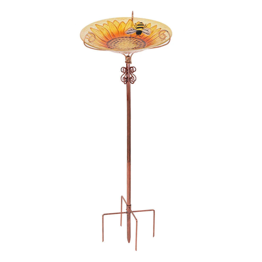 Solar Bird Bath Feeder Fountain Deck Post Mount - Home &