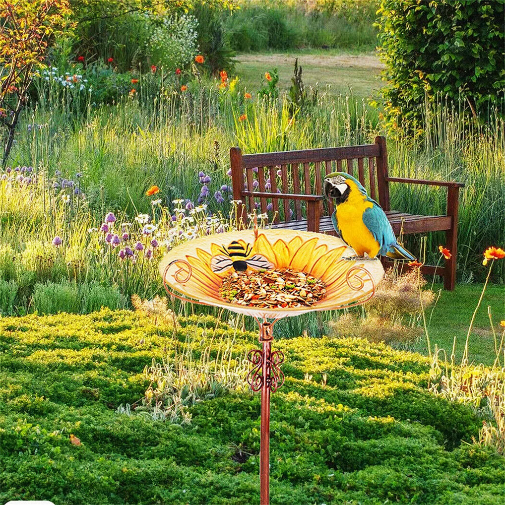 Solar Bird Bath Feeder Fountain Deck Post Mount - Home &