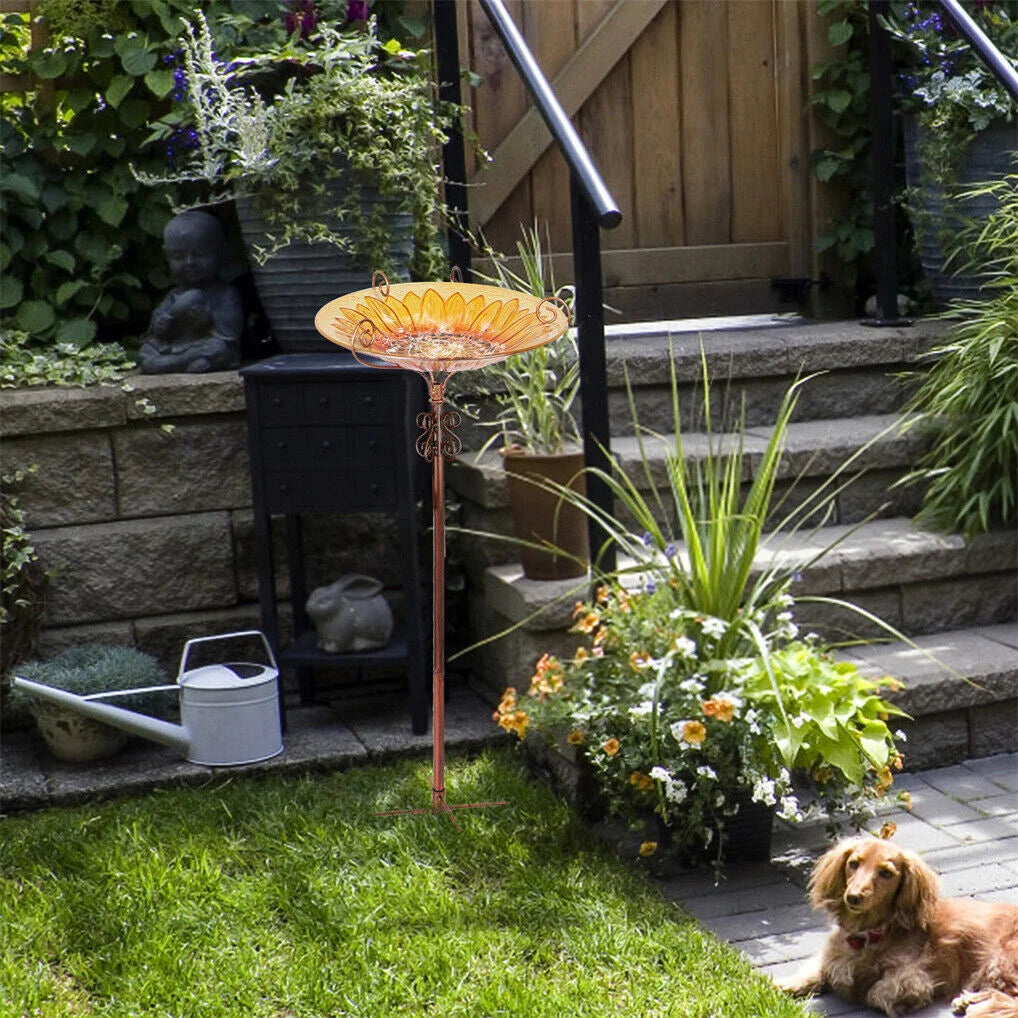 Solar Bird Bath Feeder Fountain Deck Post Mount - Home &