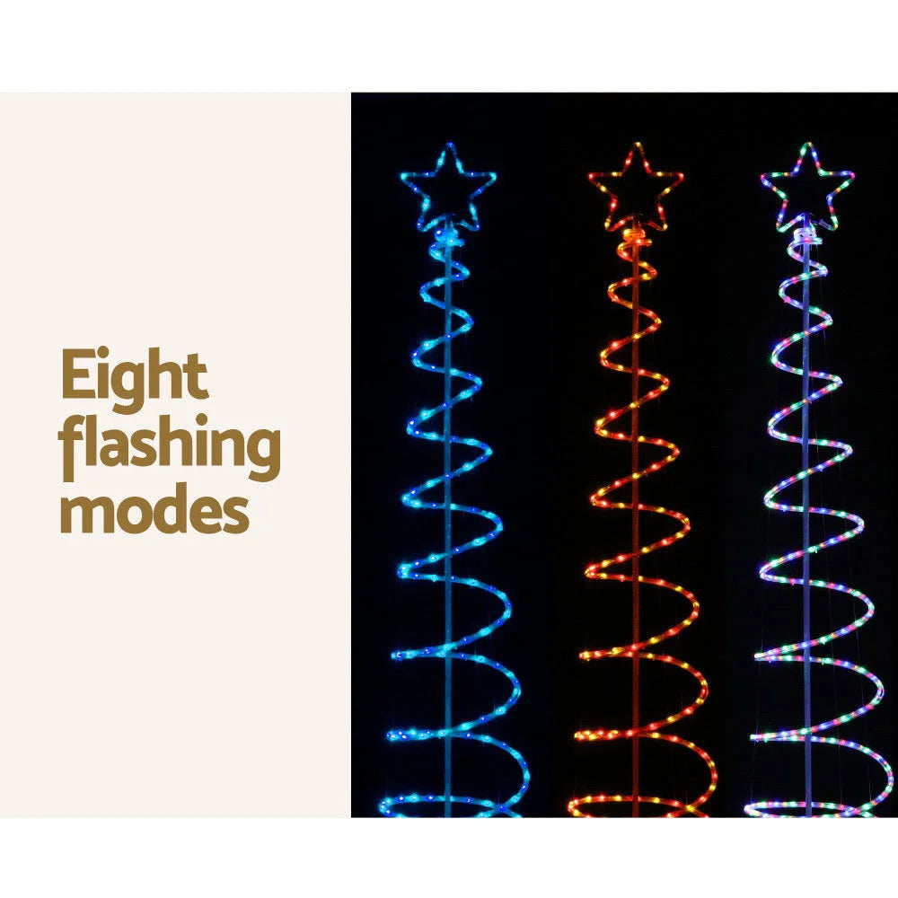 Solar Christmas Tree 2.4m Motif Lights 8 Modes Multi-Colour