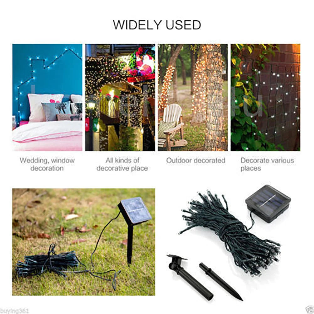 Solar Fairy String LED Lights Outdoor Garden Christmas