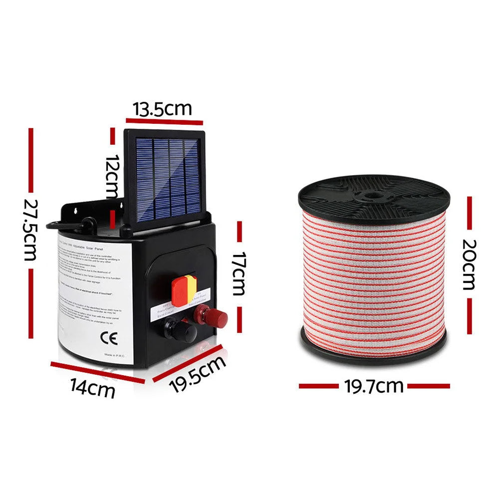 Solar Fence Energiser 3 km with 400 m Tape & 25 Insulators