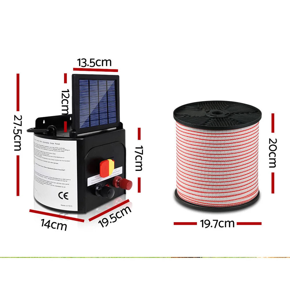 Solar Fence Energiser 5 km with 400 m Tape & 25 Insulators