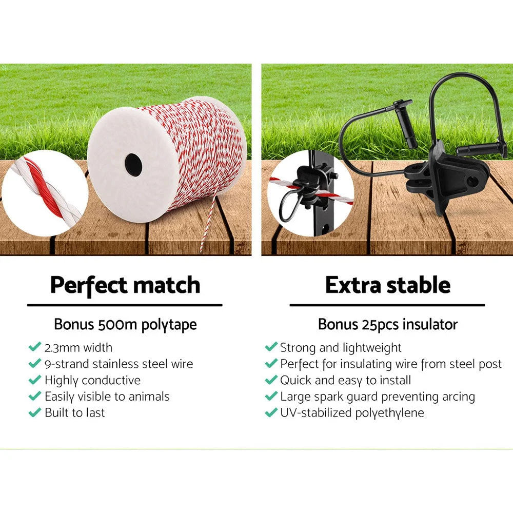 Solar Fence Energiser 5 km with 500 Tape