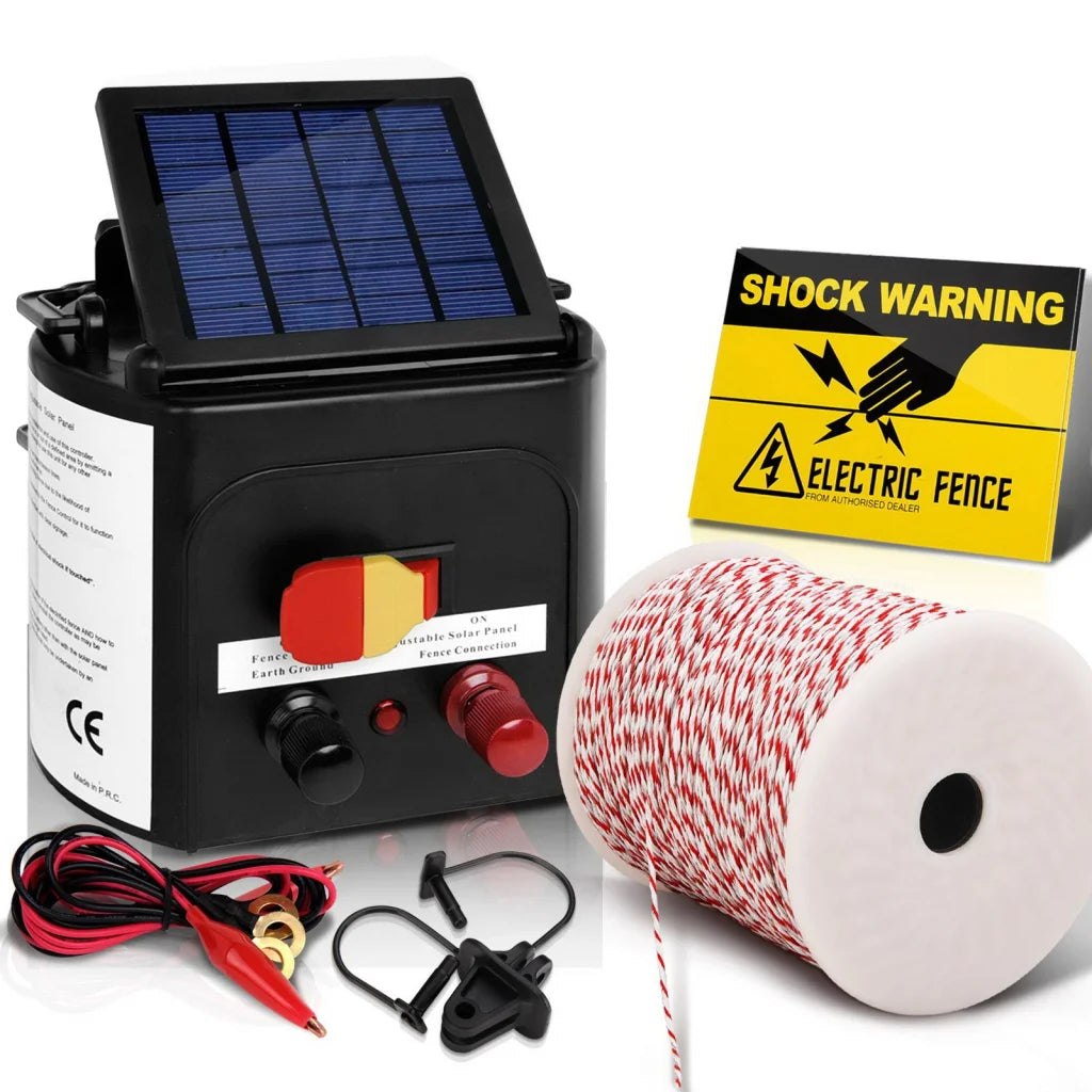 Solar Fence Energiser 5 km with 500 m Tape & 25 Insulators