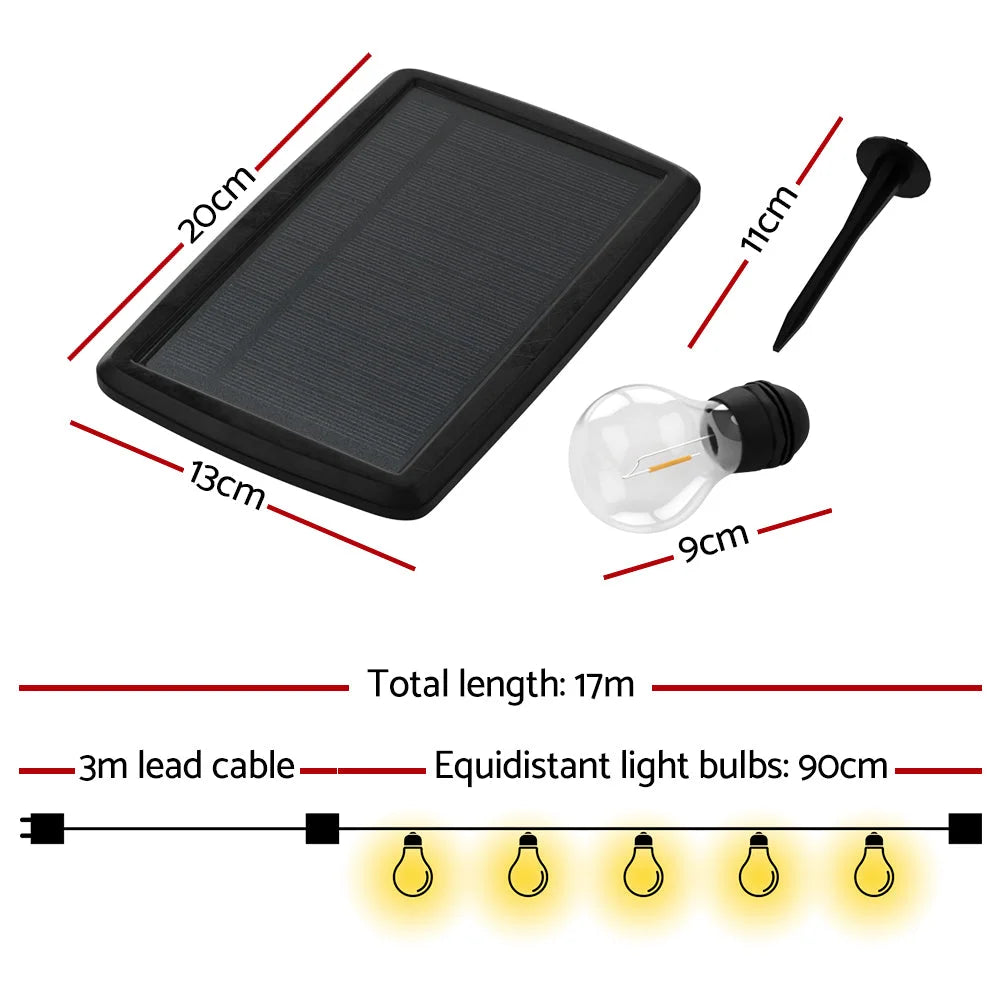 Solar Festoon Lights 17M Outdoor LED String Light Xmas