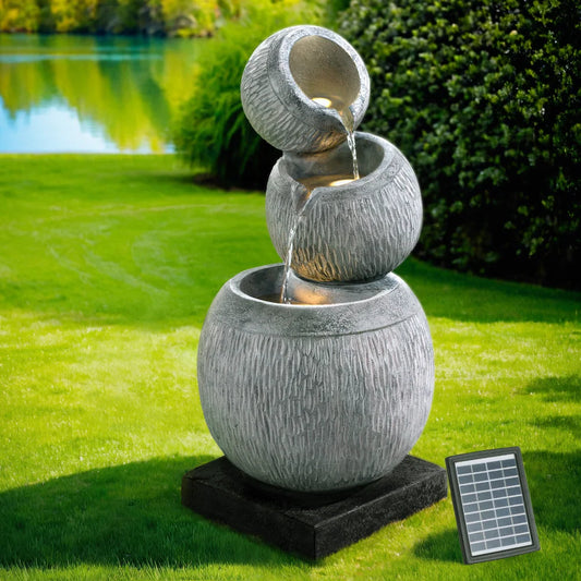Solar Fountain Water Feature Bird Bath Garden LED Light