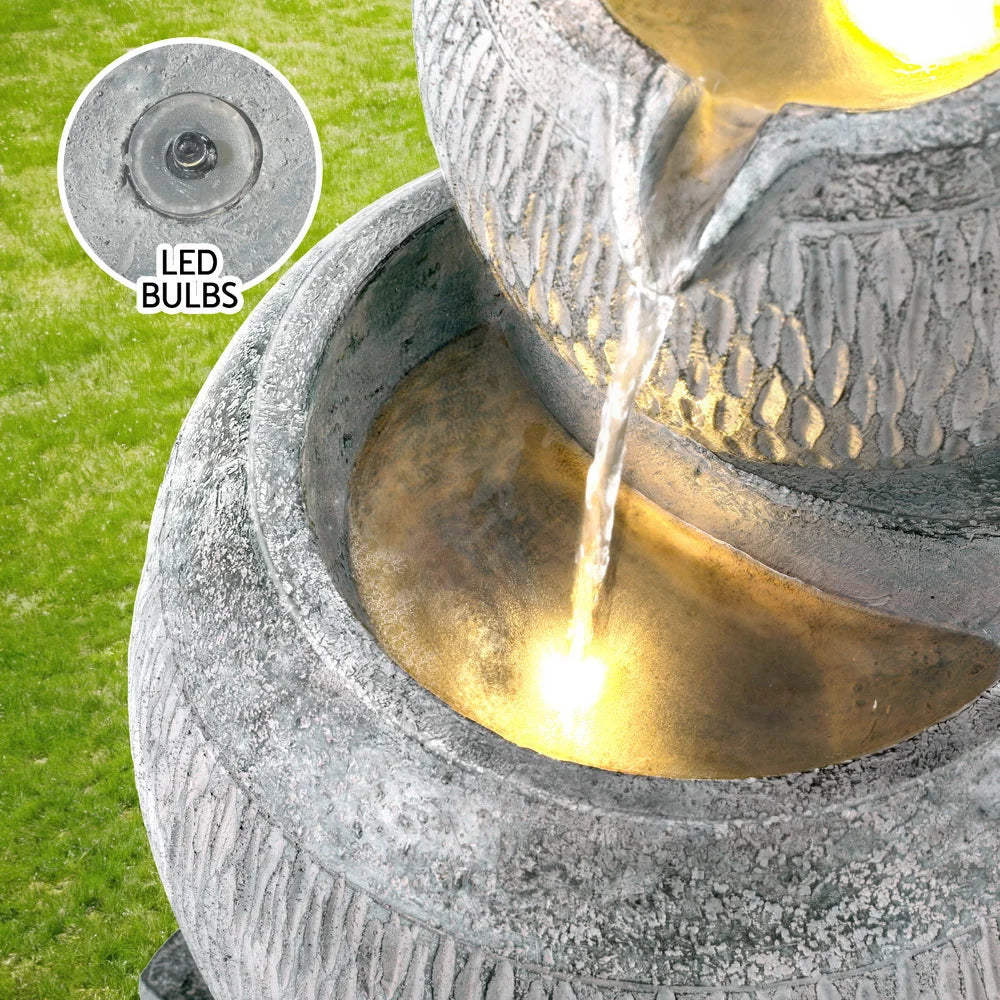 Solar Fountain Water Feature Bird Bath Garden LED Light