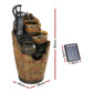 Solar fountain water with outdoor cascading hand pump