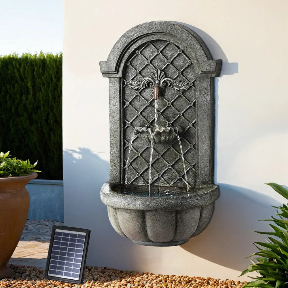 Grey 80cm garden fountain with garden feature bowl and water spout