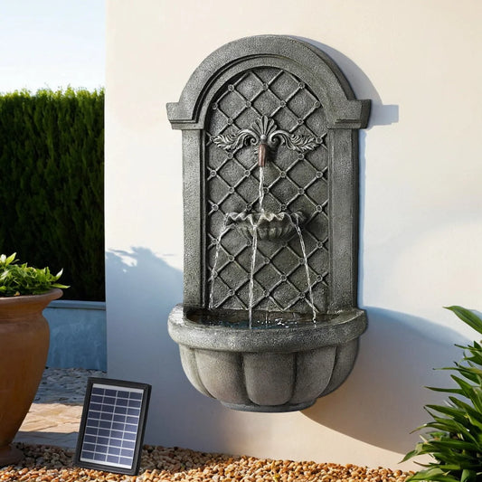 Solar Fountain Water Feature Wall Mount Garden Fountain