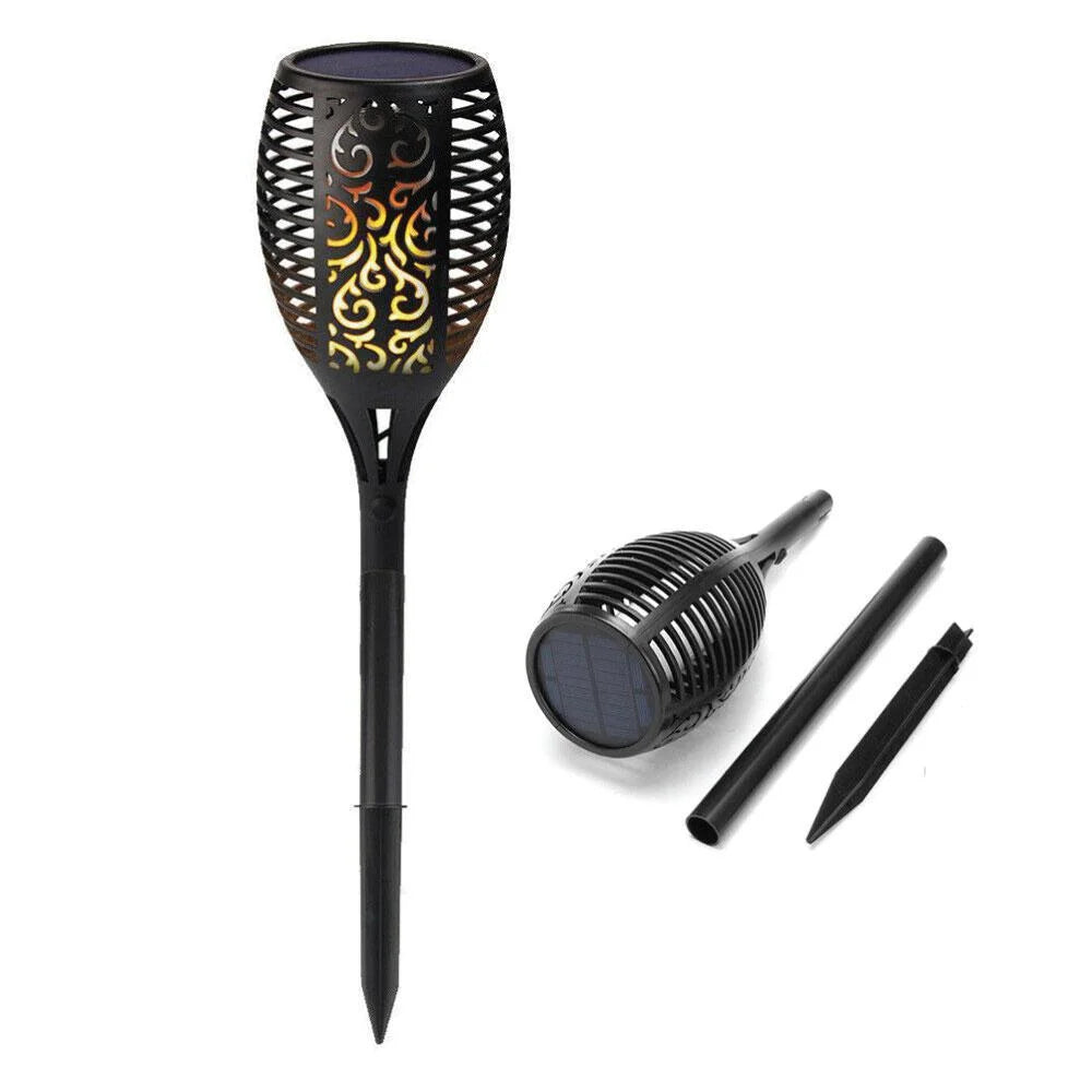 Solar torch light with caster wheels and side handle rail