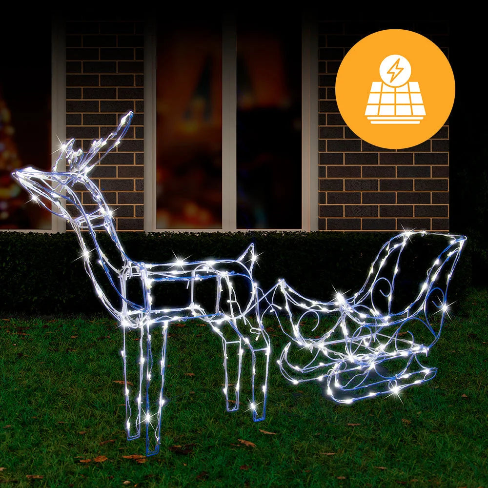 Solar LED Sleigh with Reindeer - 80 cm - Occasions >