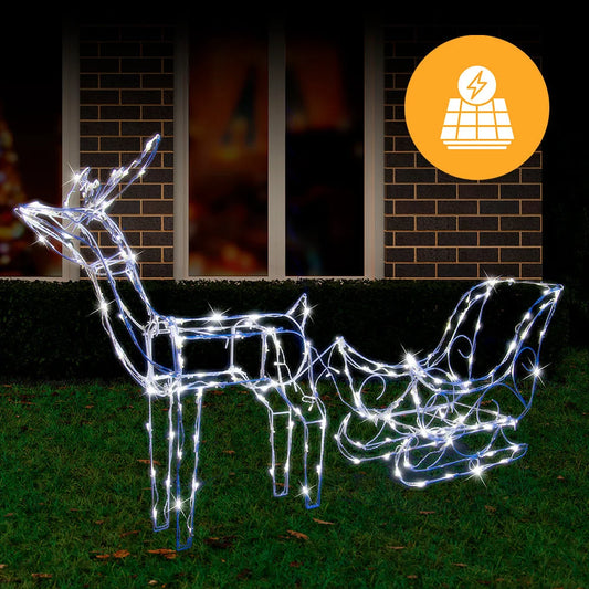 Solar LED Sleigh with Reindeer - 80 cm - Occasions >