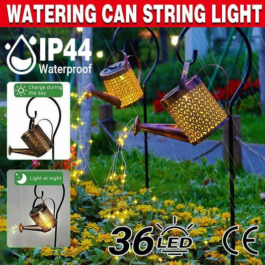 Solar Led Watering Can String Light Outdoor Garden Art