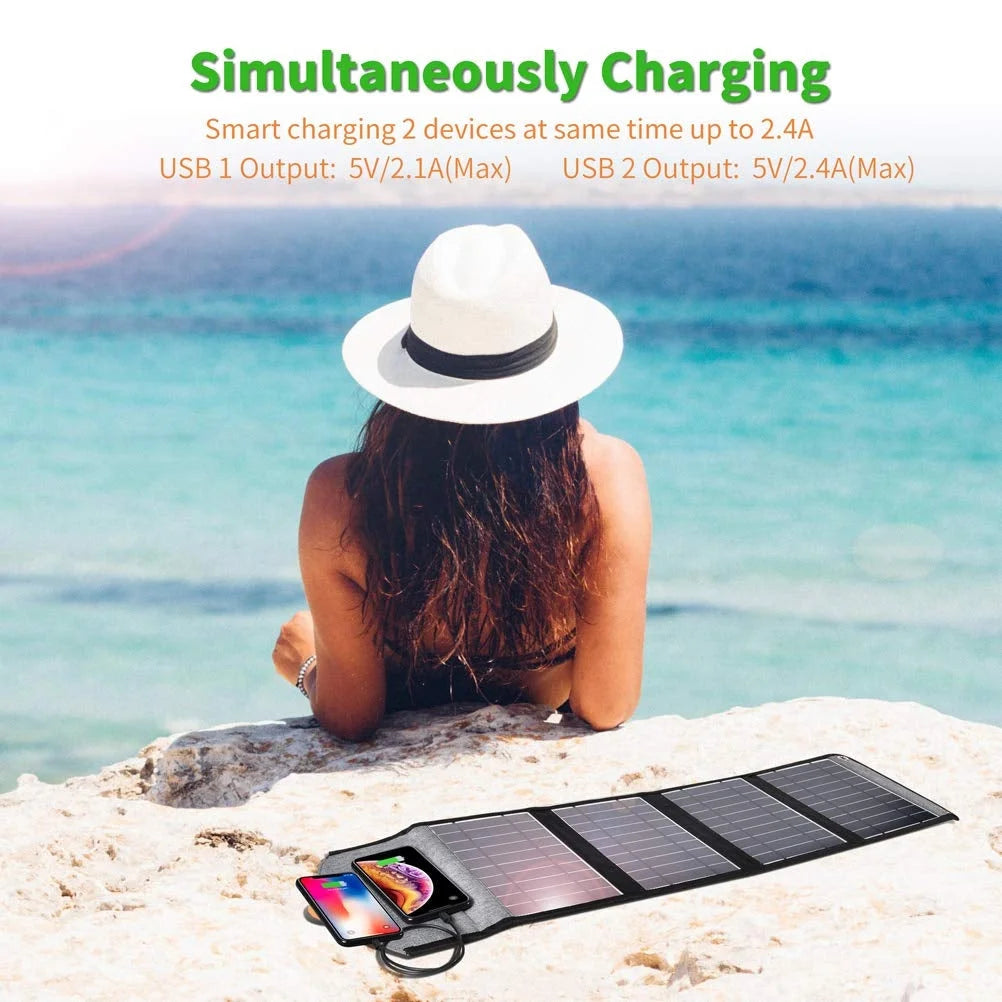 Solar Panel Charger 22W Portable Waterproof Foldable Dual