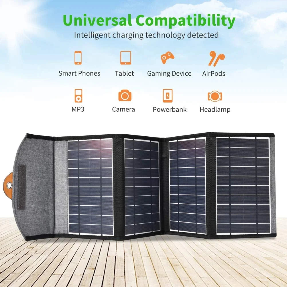 Solar Panel Charger 22W Portable Waterproof Foldable Dual