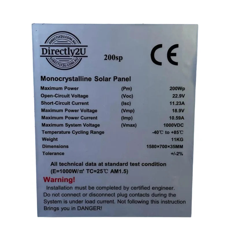 Solar Panel Monocryitsalline. Corrosion-Resistant Aluminium