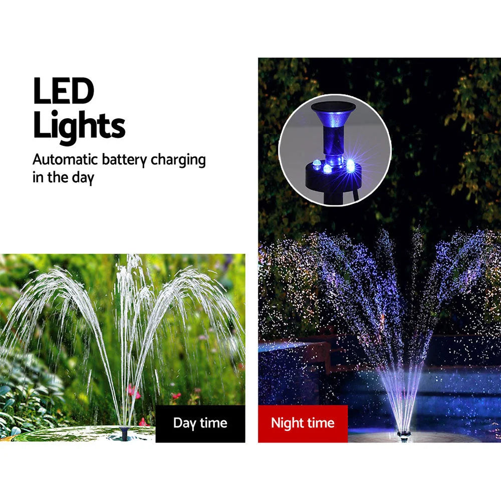 Solar Pond Pump with Battery Kit & LED Lights - 5.2FT
