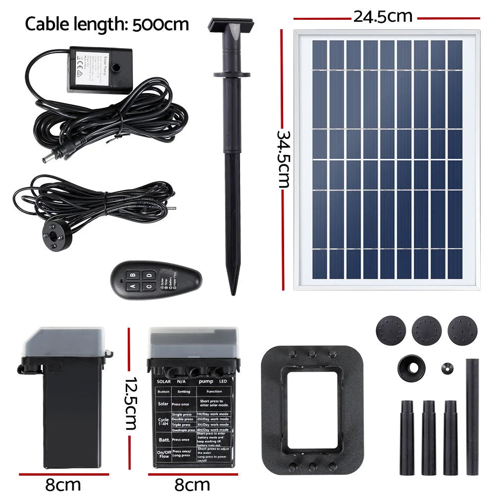Solar Pond Pump with Battery Kit and LED Lights