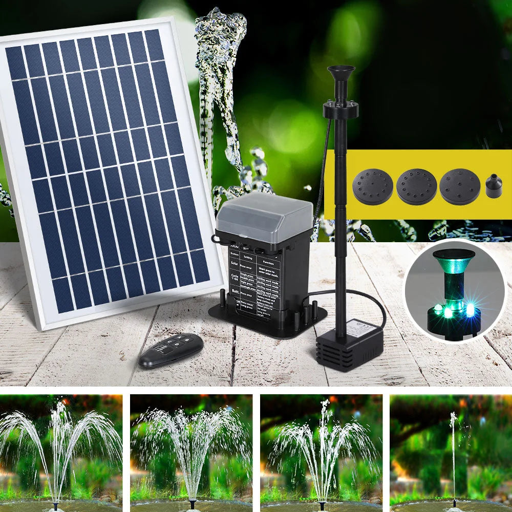 Solar Pond Pump with Battery Kit & LED Lights - 5.2FT