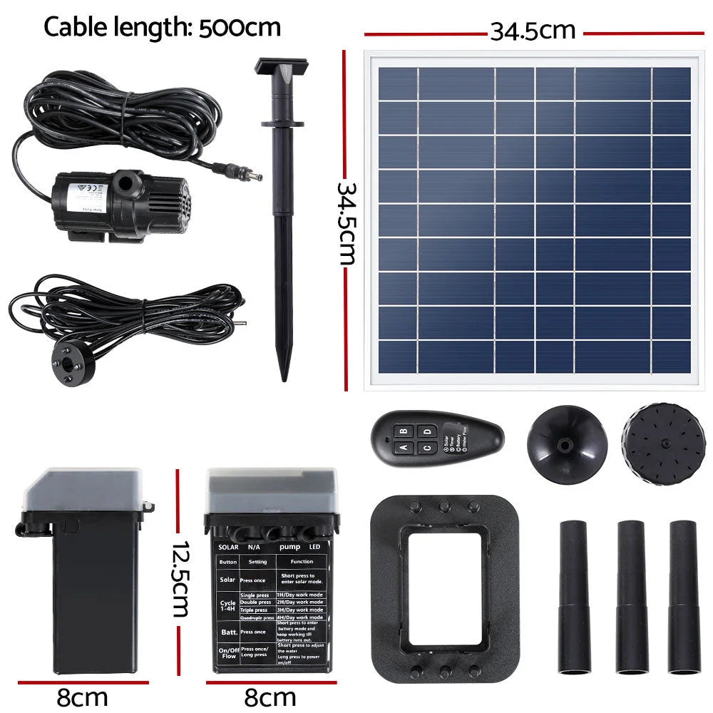 Solar pond pump with pump casing and connector fittings