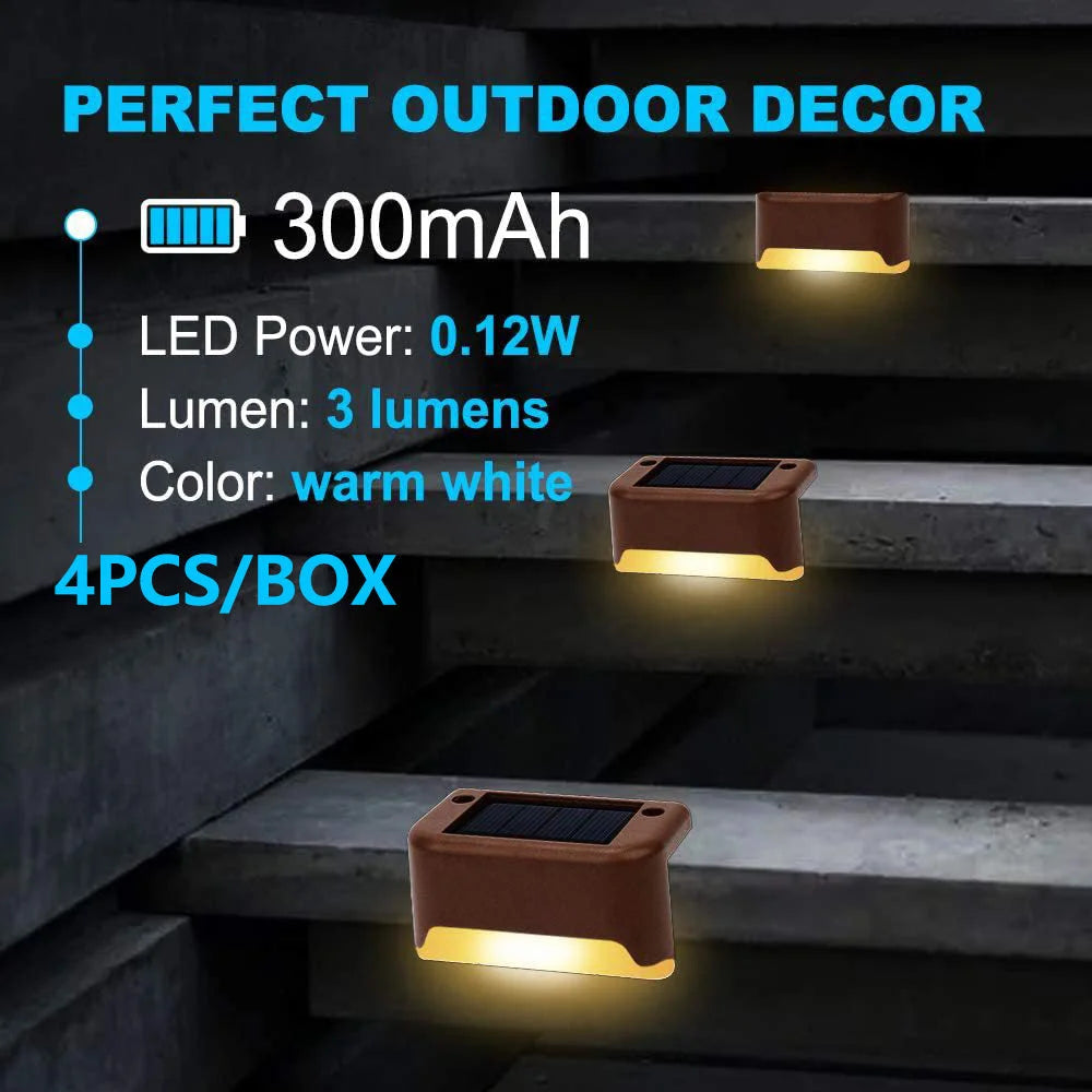 Solar Power Deck Lights 4 Pack Outdoor Step Waterproof LED