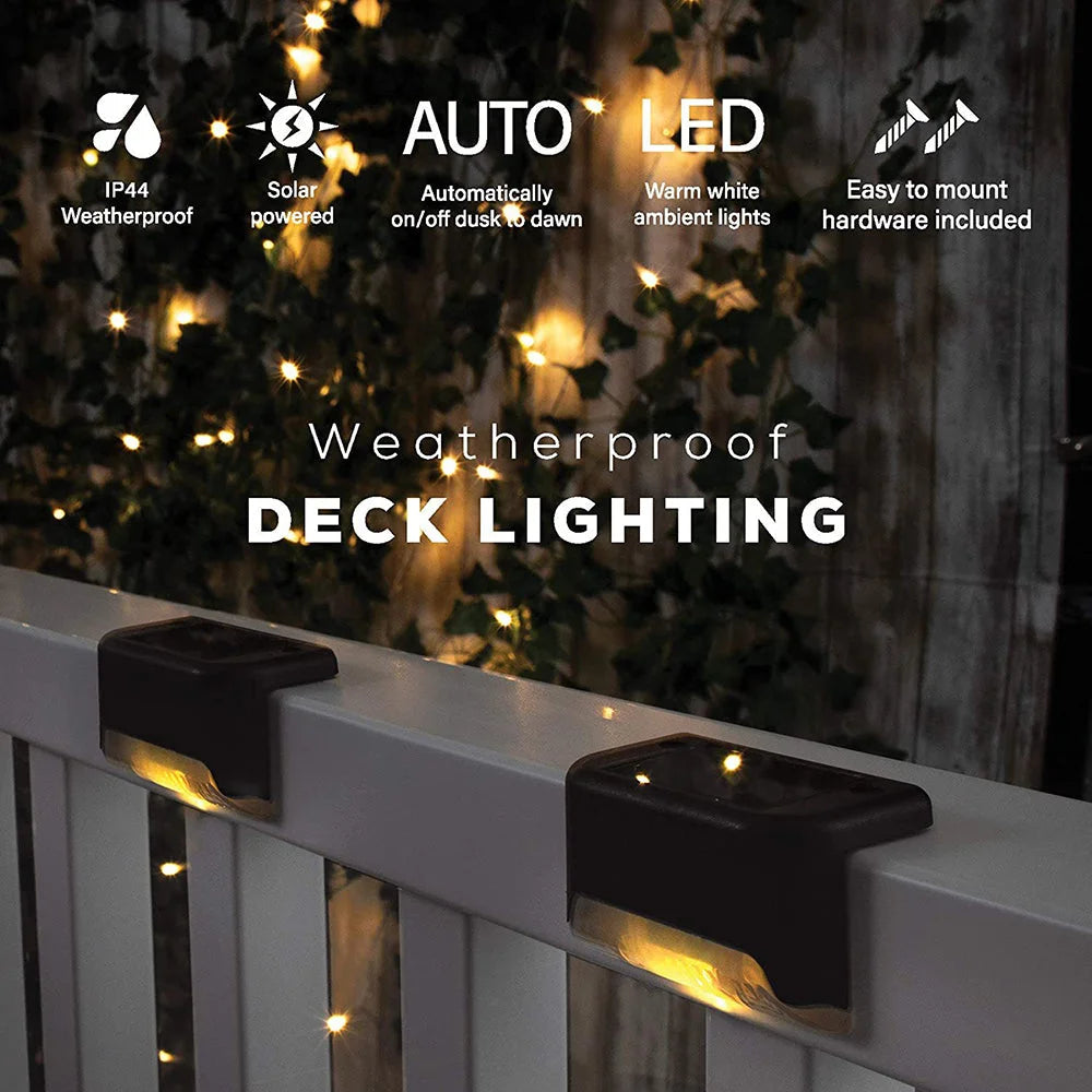Solar Power Deck Lights 4 Pack Outdoor Step Waterproof LED