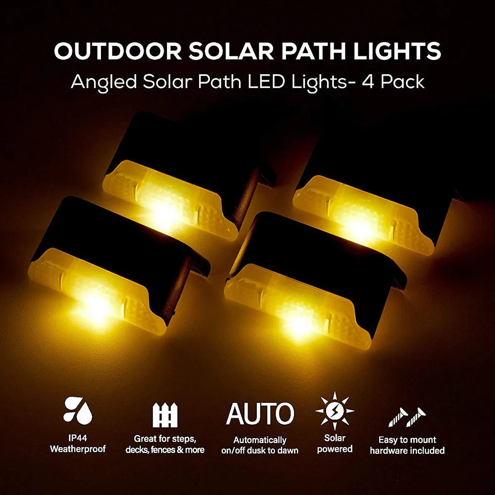 Solar Power Deck Lights 4 Pack Outdoor Step Waterproof LED