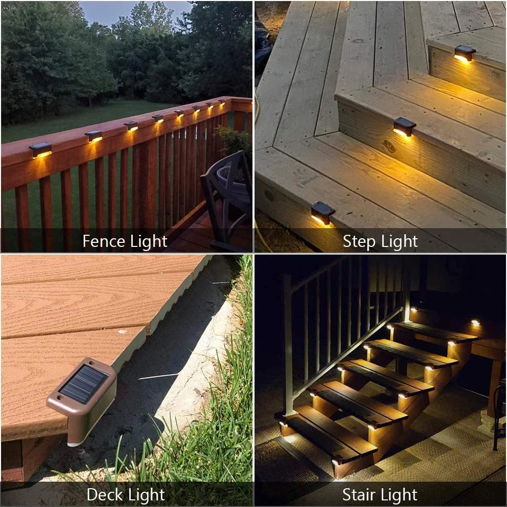 Solar Power Deck Lights 4 Pack Outdoor Step Waterproof LED
