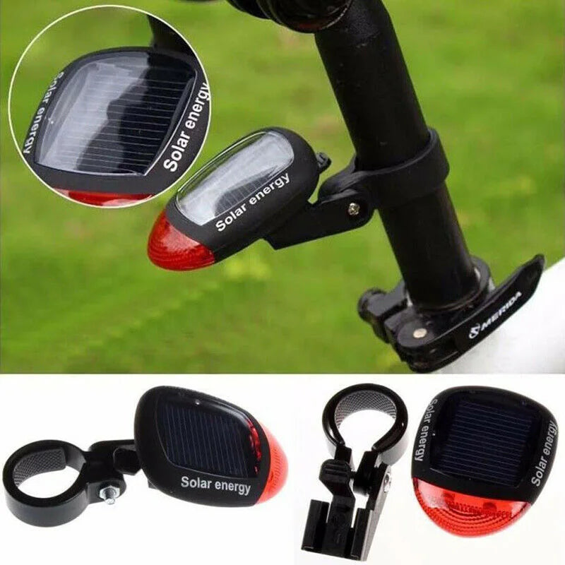 Solar Powered Bicycle Cycling LED Headlight & Rear Tail