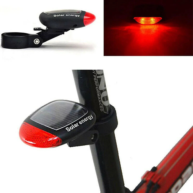 Solar Powered Bicycle Cycling LED Headlight & Rear Tail