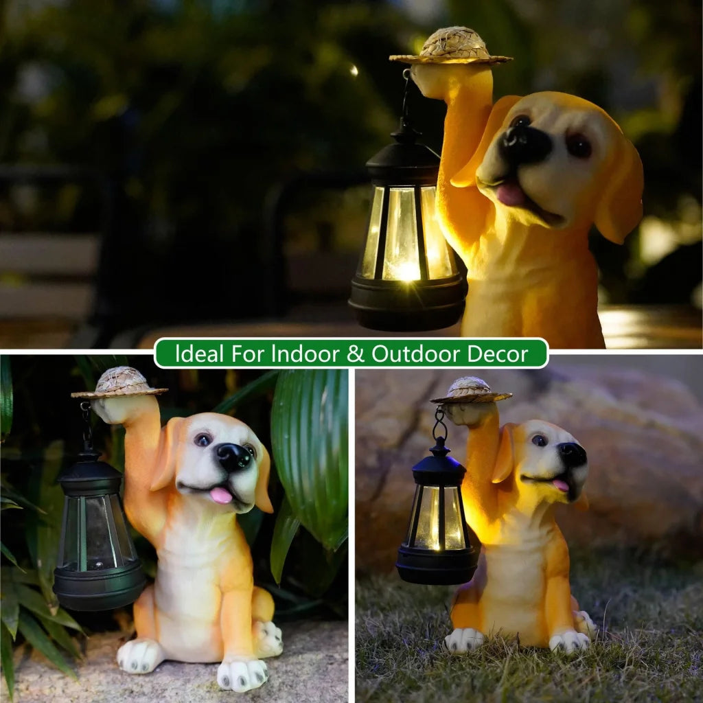 Solar-Powered Labrador Portable Light Statue with LED