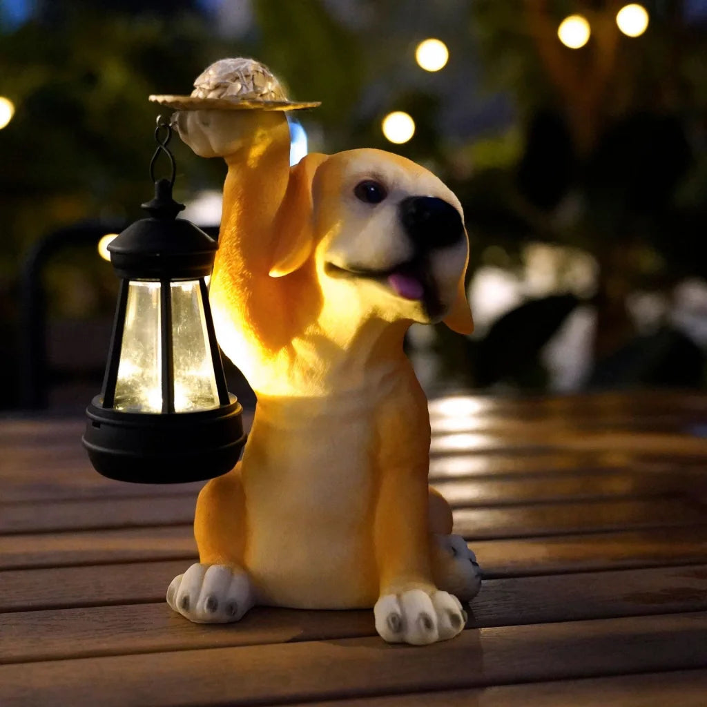 Solar-Powered Labrador Portable Light Statue with LED