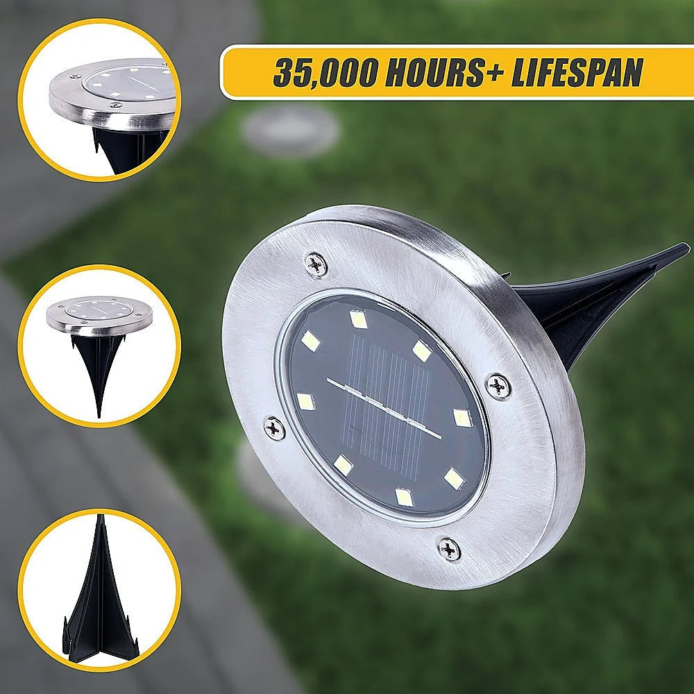 Solar Powered LED Inground Buried Recessed Lights 12x