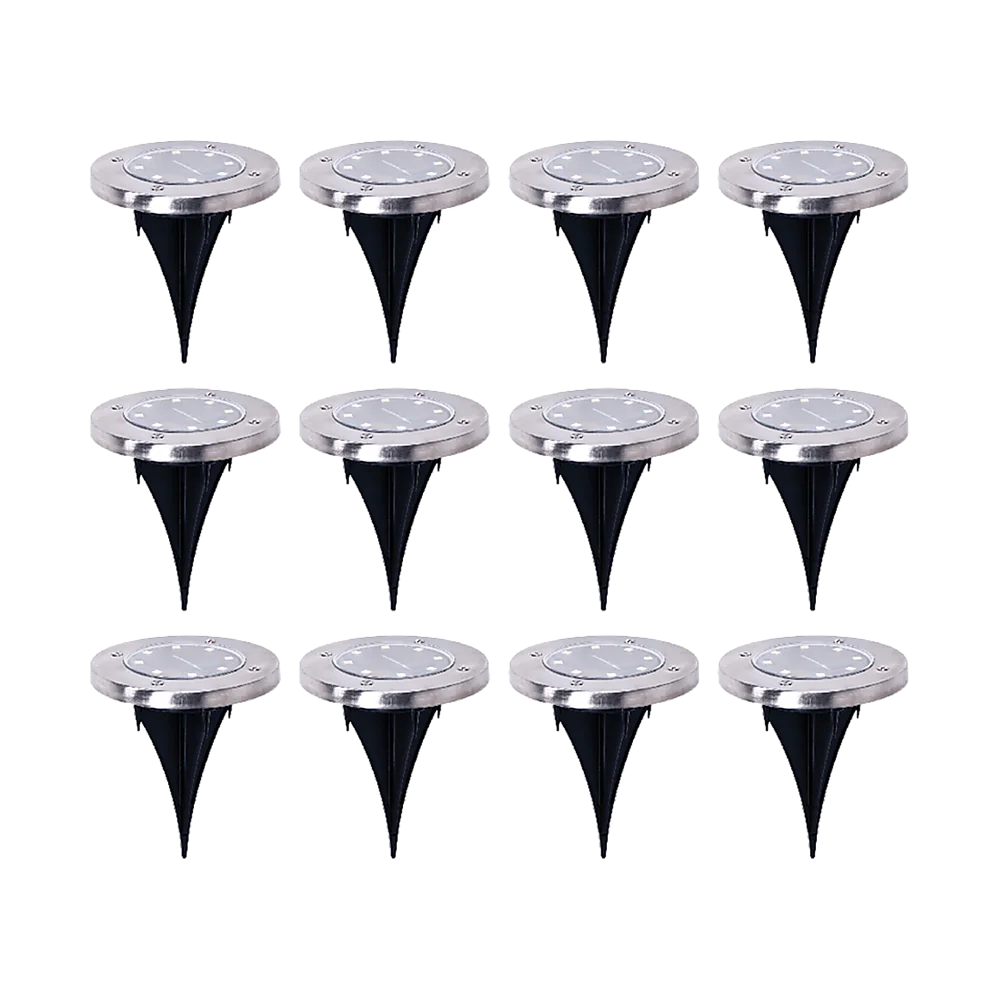 Solar Powered LED Inground Buried Recessed Lights 12x