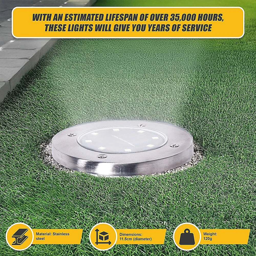Solar Powered LED Inground Buried Recessed Lights 12x