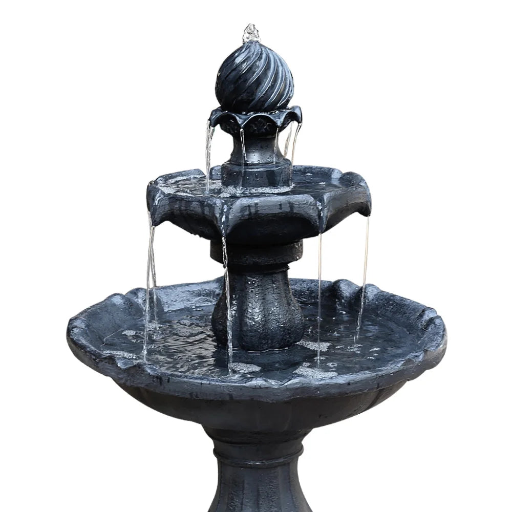 Solar Powered Water Fountain 3 Tier - Black - Gardeon