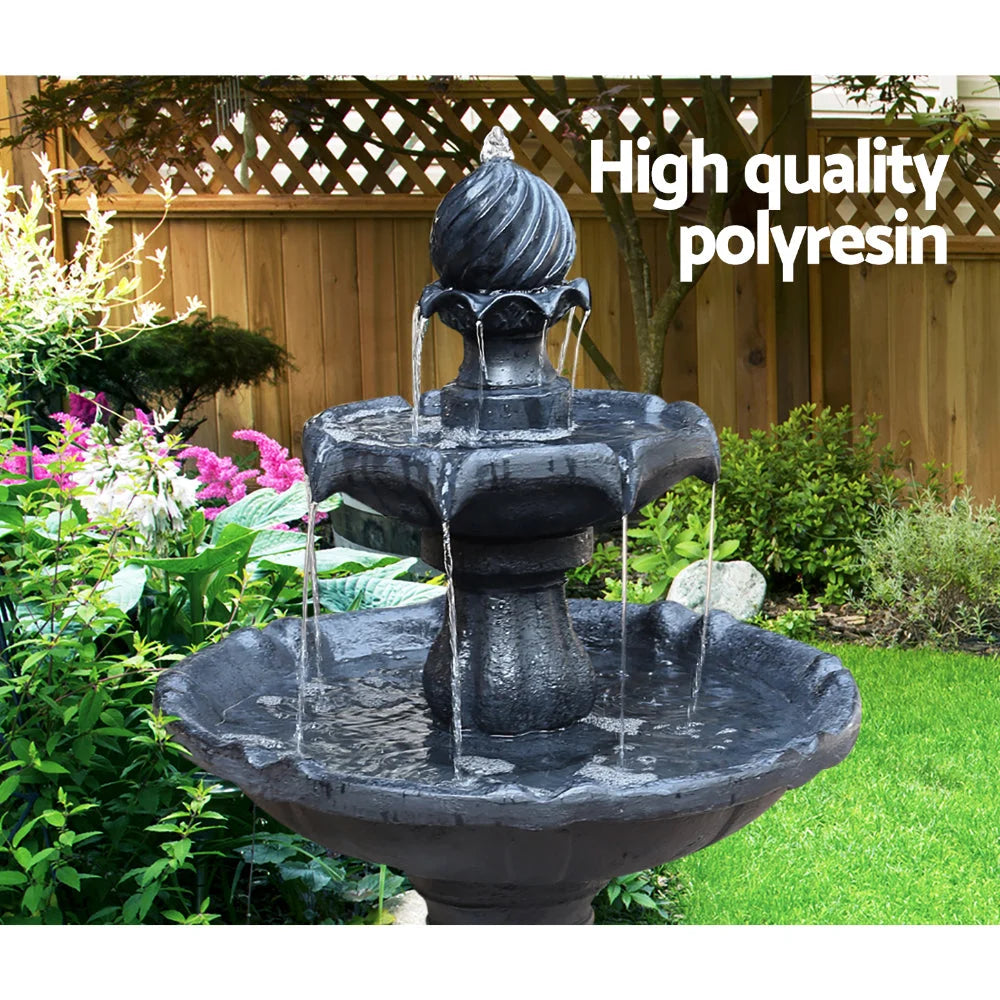 Solar Powered Water Fountain 3 Tier - Black - Gardeon