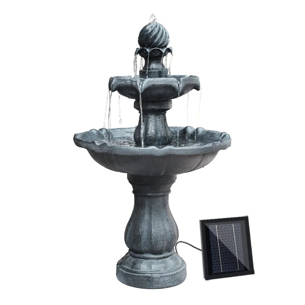 Solar Powered Water Fountain 3 Tier - Black - Gardeon