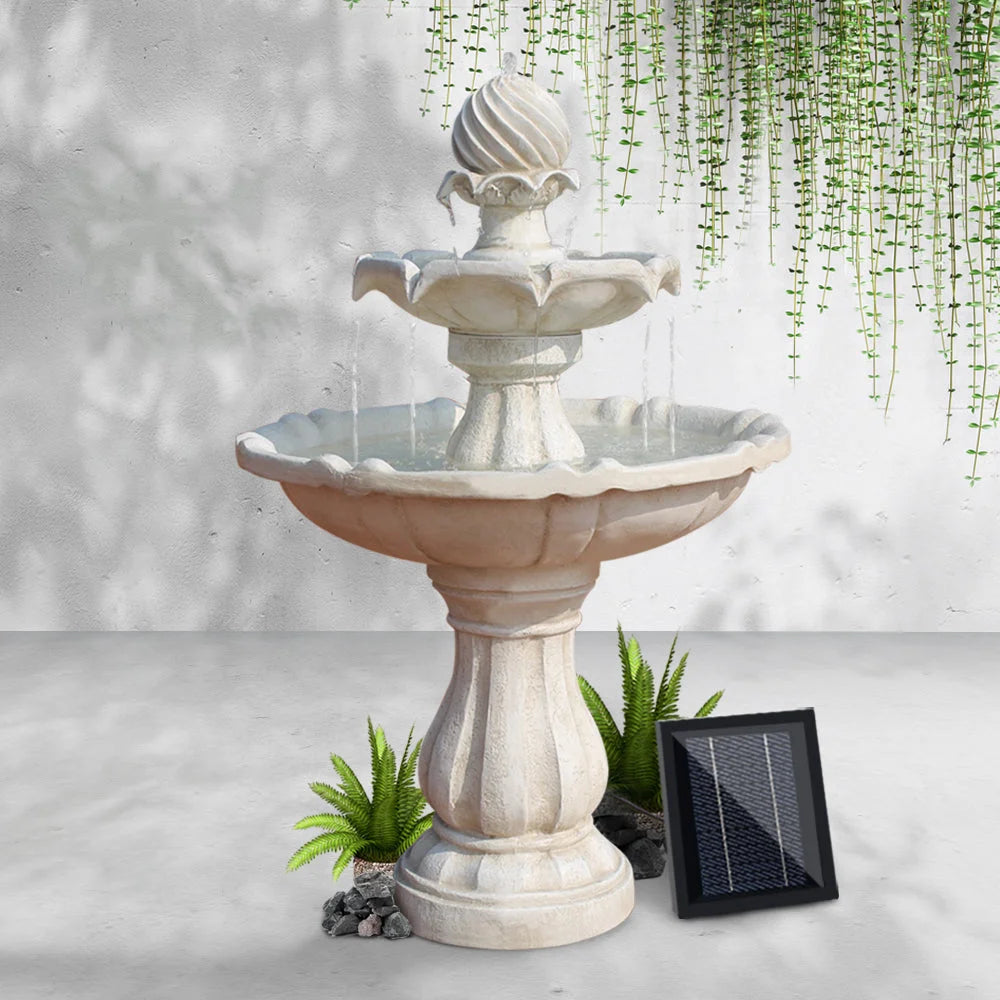 Solar Powered Water Fountain 3 Tier - Ivory - Fountains