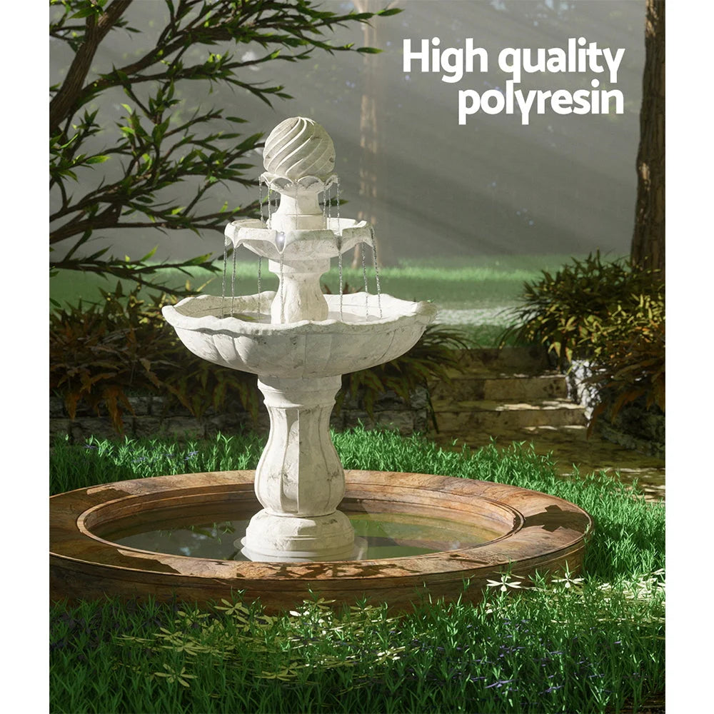 Solar Powered Water Fountain 3 Tier - Ivory - Fountains
