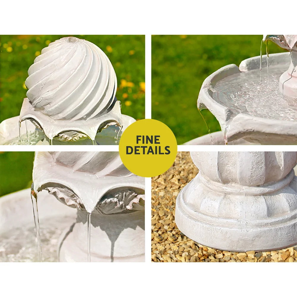 Solar Powered Water Fountain 3 Tier - Ivory - Fountains