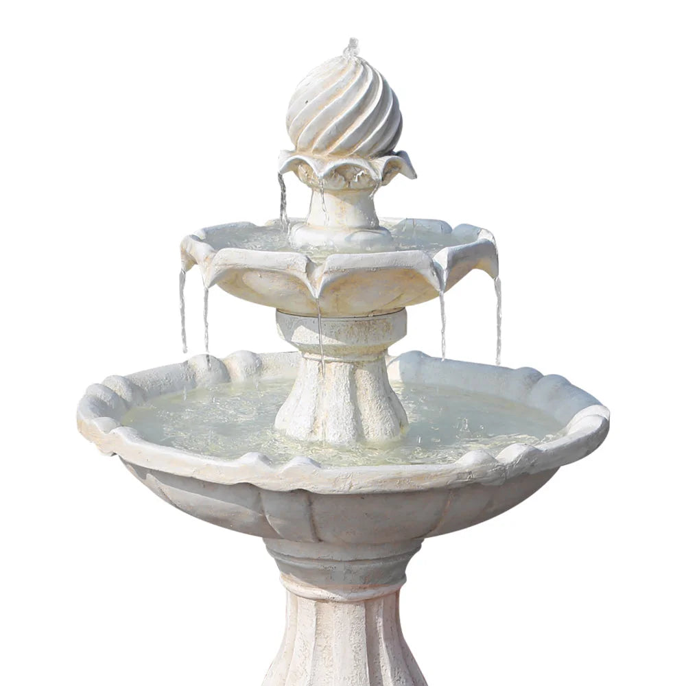 Solar Powered Water Fountain 3 Tier - Ivory - Fountains