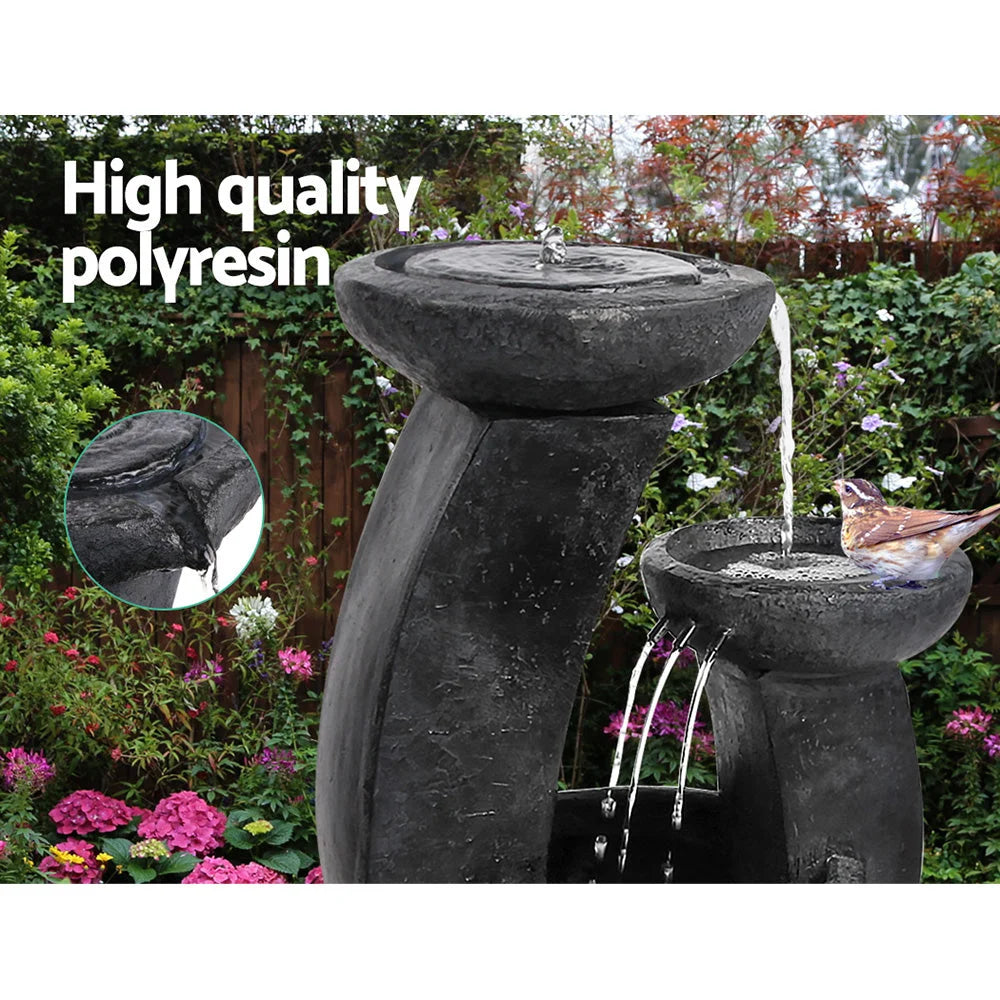 Solar Powered Water Fountain 3 Tier with Light - Blue