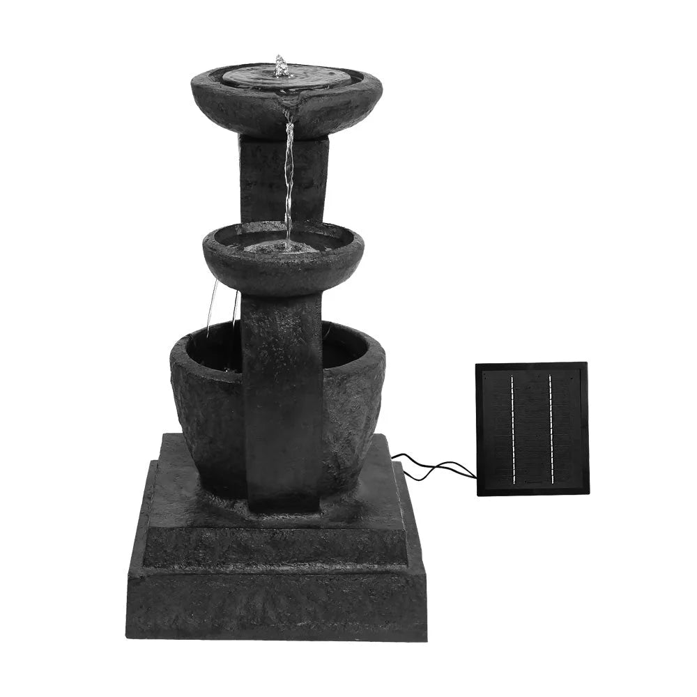 Solar Powered Water Fountain 3 Tier with Light - Blue