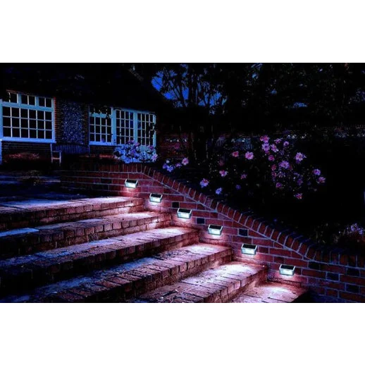 Solar Step Light Warm White with Silver Case - Home & Garden