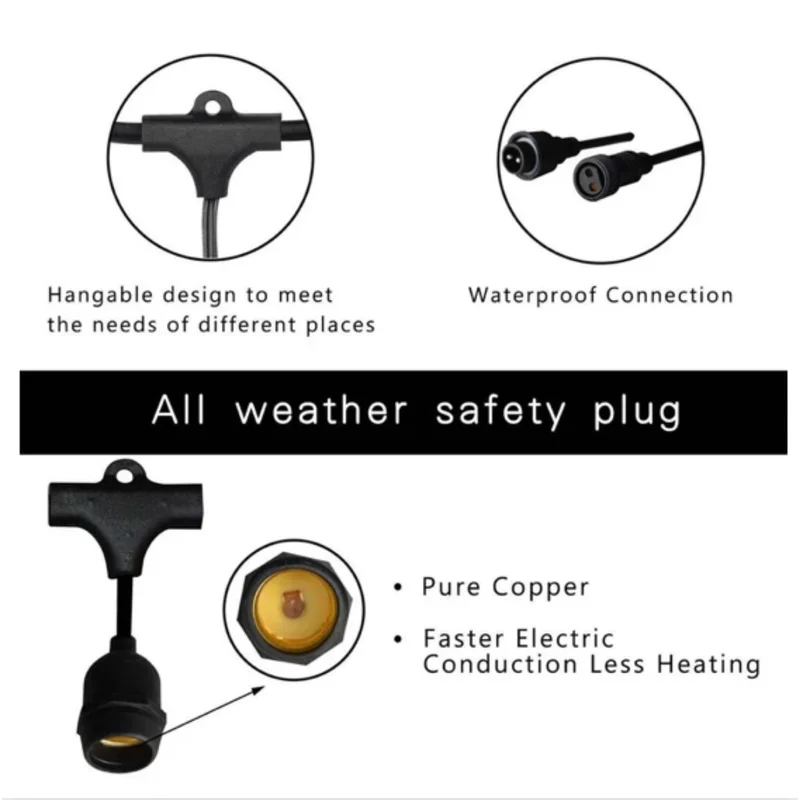 Solar String Lights 15M Outdoor Power 48ft Hanging Edison